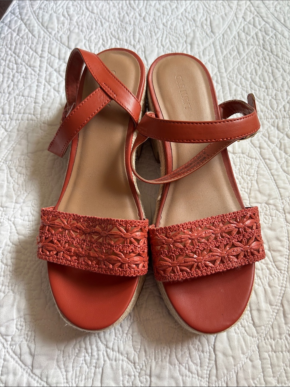 Old Navy Coral Braided Strap Wedge Sandals